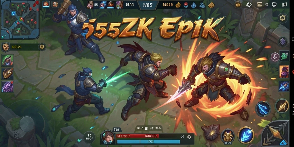 Tampilan tangkapan layar <strong>555ZK</strong> menunjukkan pertempuran seru dalam MOBA.