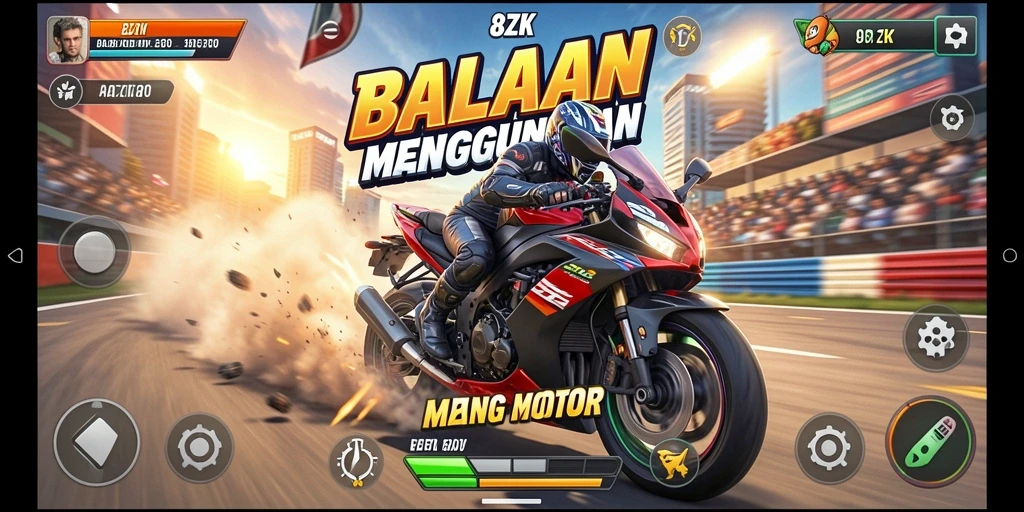 Gameplay seru balapan motor di 8ZK yang menggembirakan.