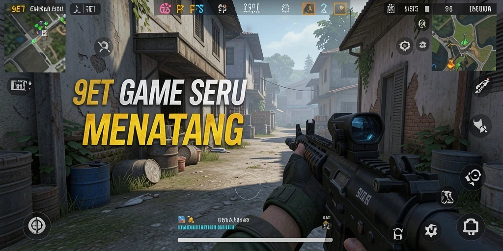 Screenshot gameplay 9ET menampilkan aksi menembak yang mendebarkan.