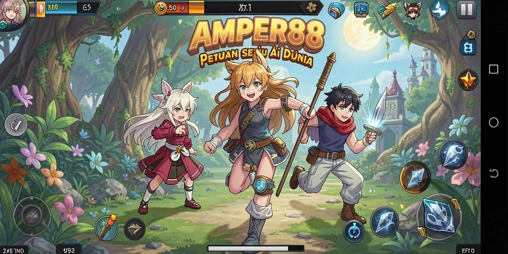 Gameplay seru AMPER88 dengan karakter anime yang ikonik.