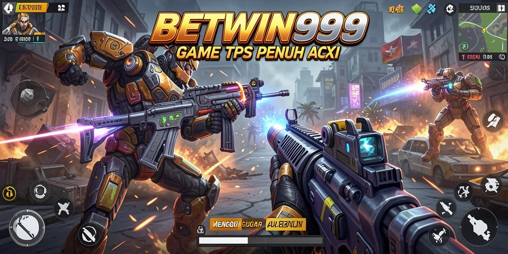 Tangkapan layar utama BETWIN999 menampilkan aksi pertempuran seru dalam game TPS.