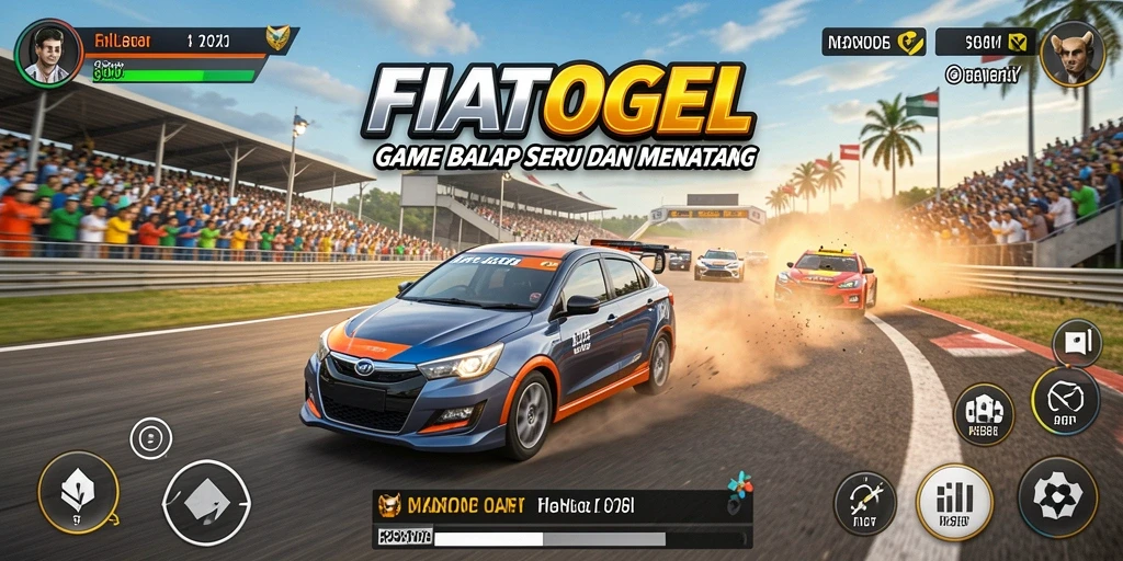 Screenshot gameplay FIATOGEL dengan aksi balap yang mendebarkan.