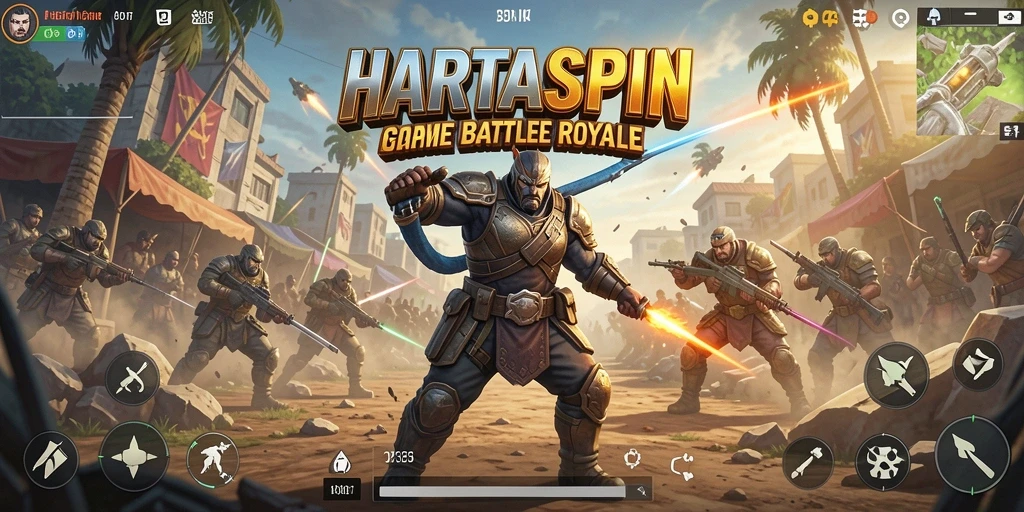 Gameplay HARTASPIN yang mendebarkan dalam pertempuran Battle Royale.
