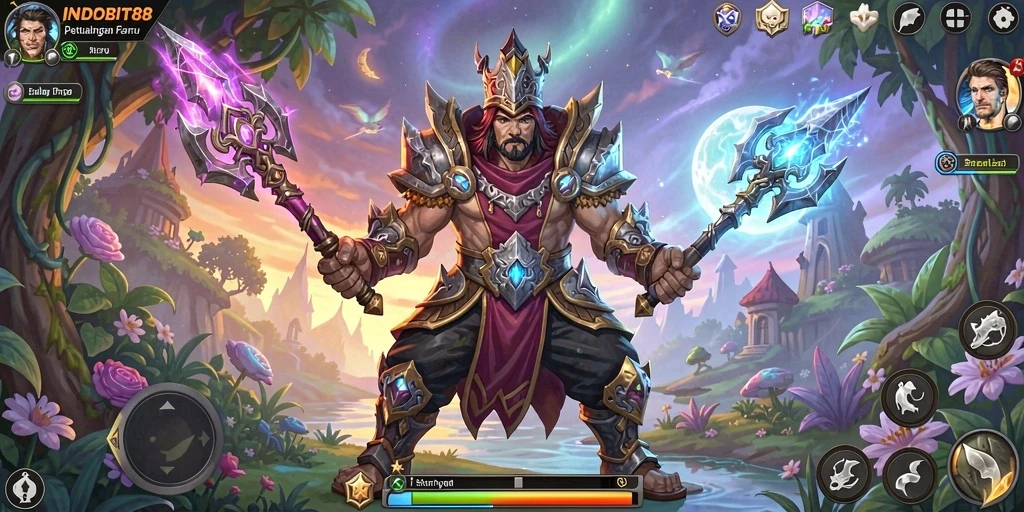 Tampilan gameplay <strong>INDOBIT88</strong> yang menakjubkan dengan suasana petualangan.