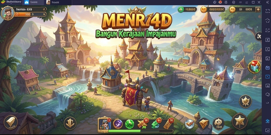 Tangkapan layar MENARA4D menampilkan aksi seru dalam membangun kerajaan.