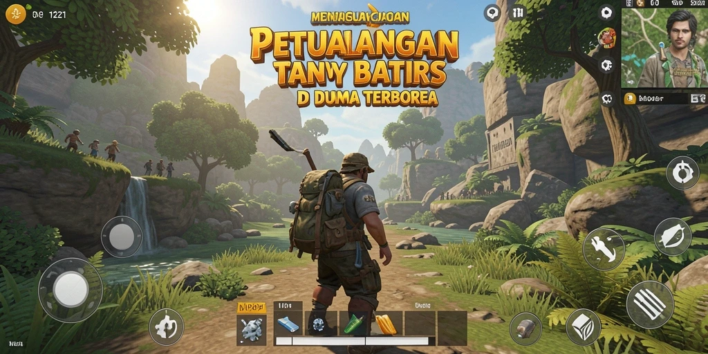 Screenshot gameplay MPO1221 yang menampilkan eksplorasi dunia terbuka yang luas.