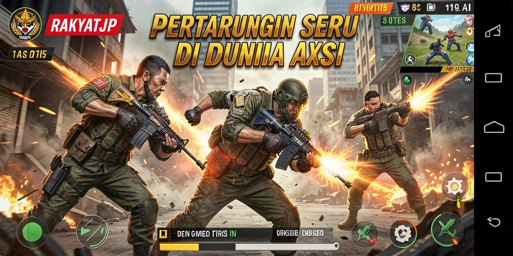 Tangkapan layar utama RAKYATJP yang menunjukkan pertarungan aksi mendebarkan.