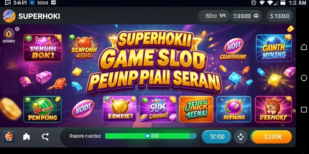 Tampilan gameplay SUPERHOKI yang menegangkan dan berwarna-warni.