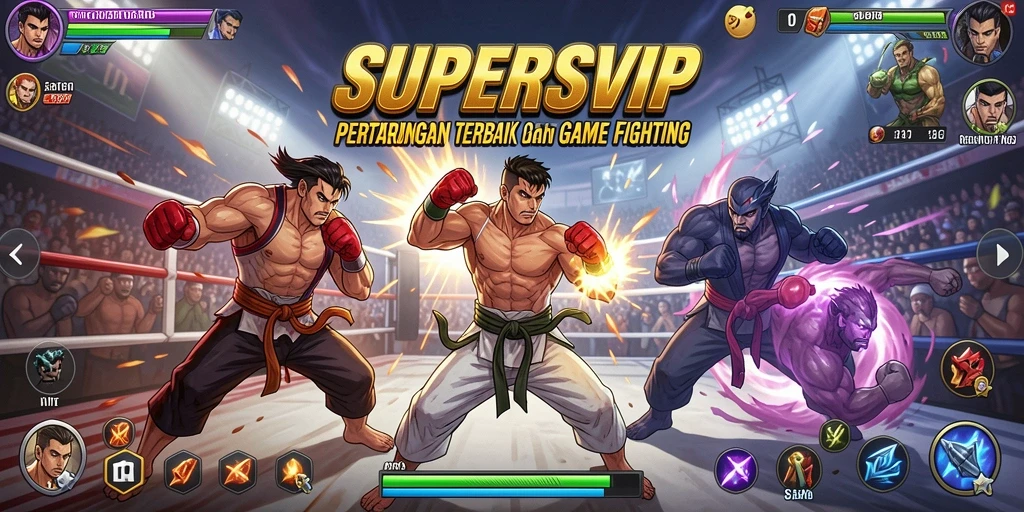 Tangkapan layar utama menunjukkan aksi pertarungan seru di SUPERSVIP.