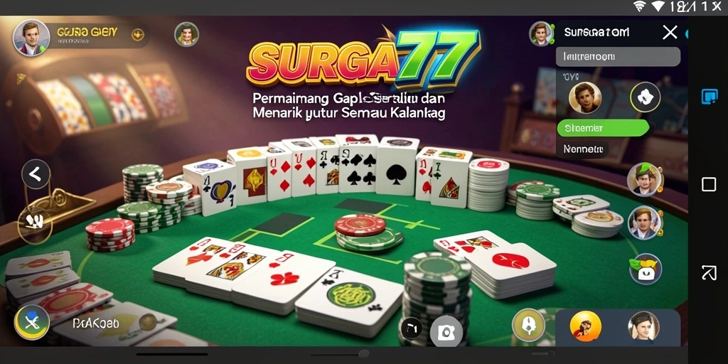 Screenshot gameplay SURGA77 dengan suasana bermain Gaple yang seru.