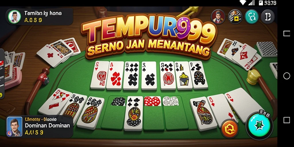Screenshot gameplay TEMPUR99 menampilkan aksi domino yang seru.